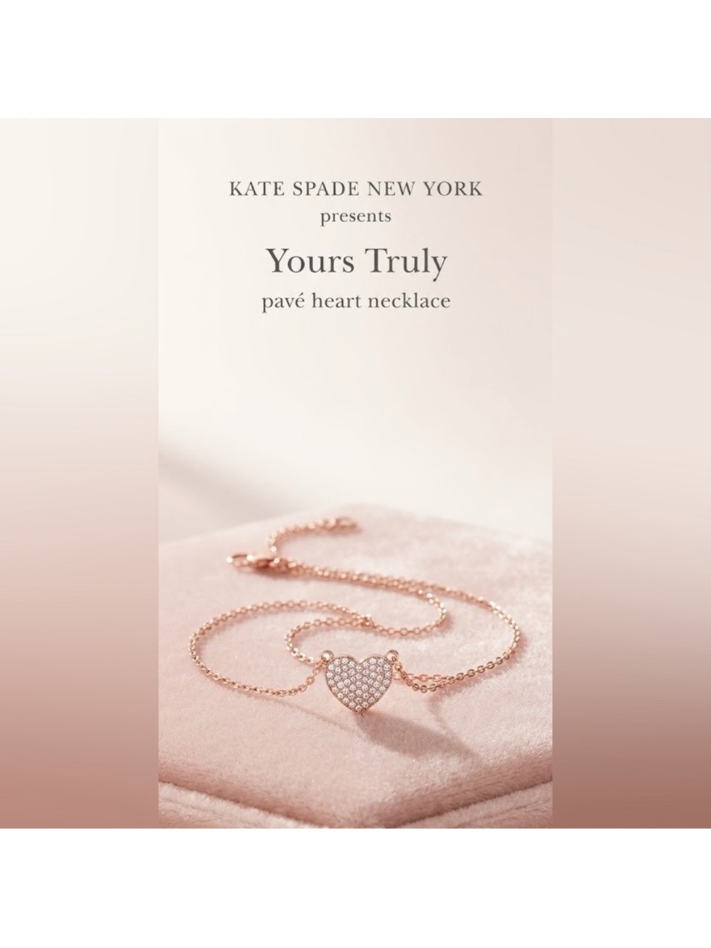 kate spade Rose Gold Pavé Heart Necklace - Yours Truly
